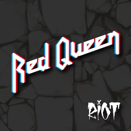 Cover Riot: Red-Queen-Logo auf dunkler Steinwand